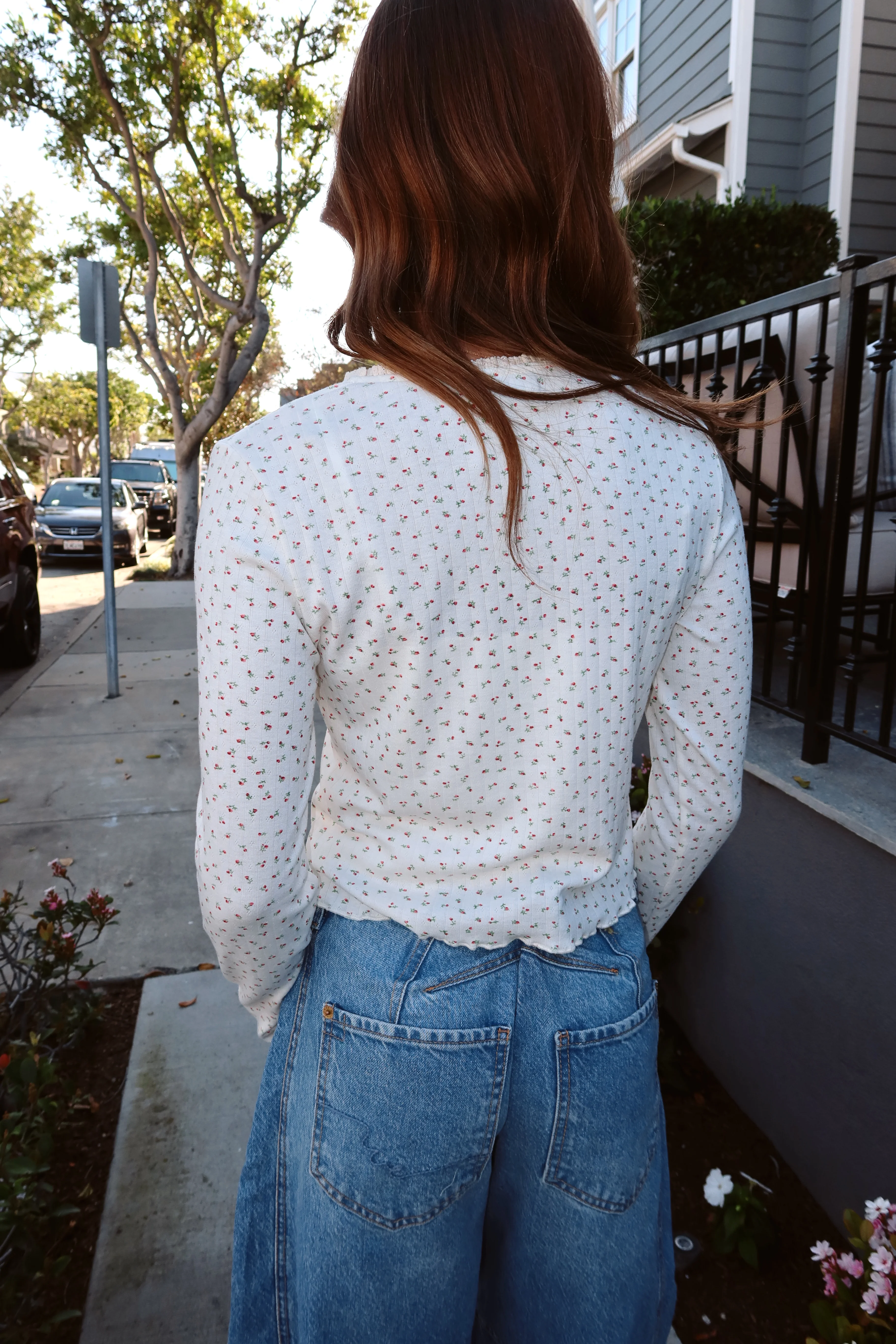 Allie Pointelle Knit Top in Cream - Image 2