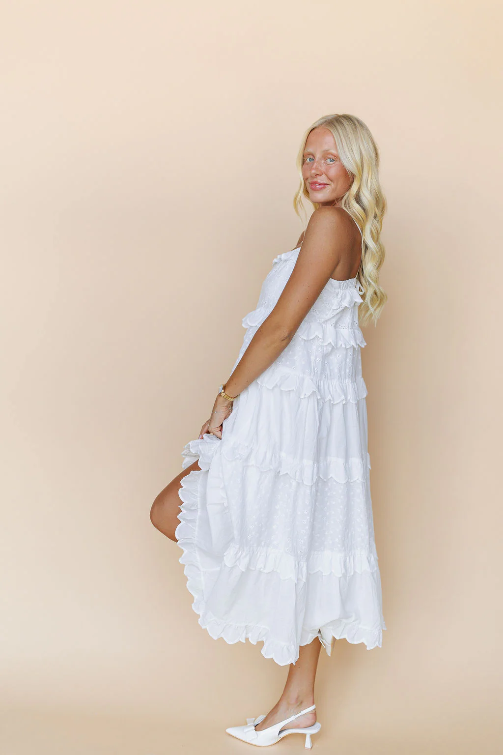 Ari Eyelet Maxi in White - Image 7