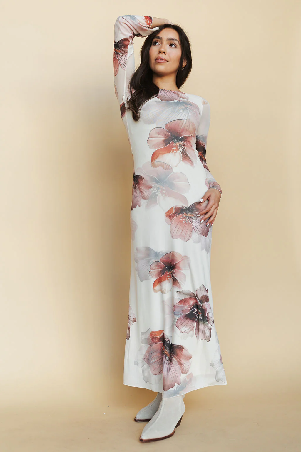 Ariana Mesh Maxi in Ivory - Image 3