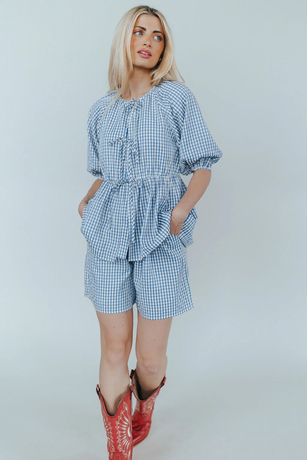 Blueberry Fields Gingham Tie Top - Image 7