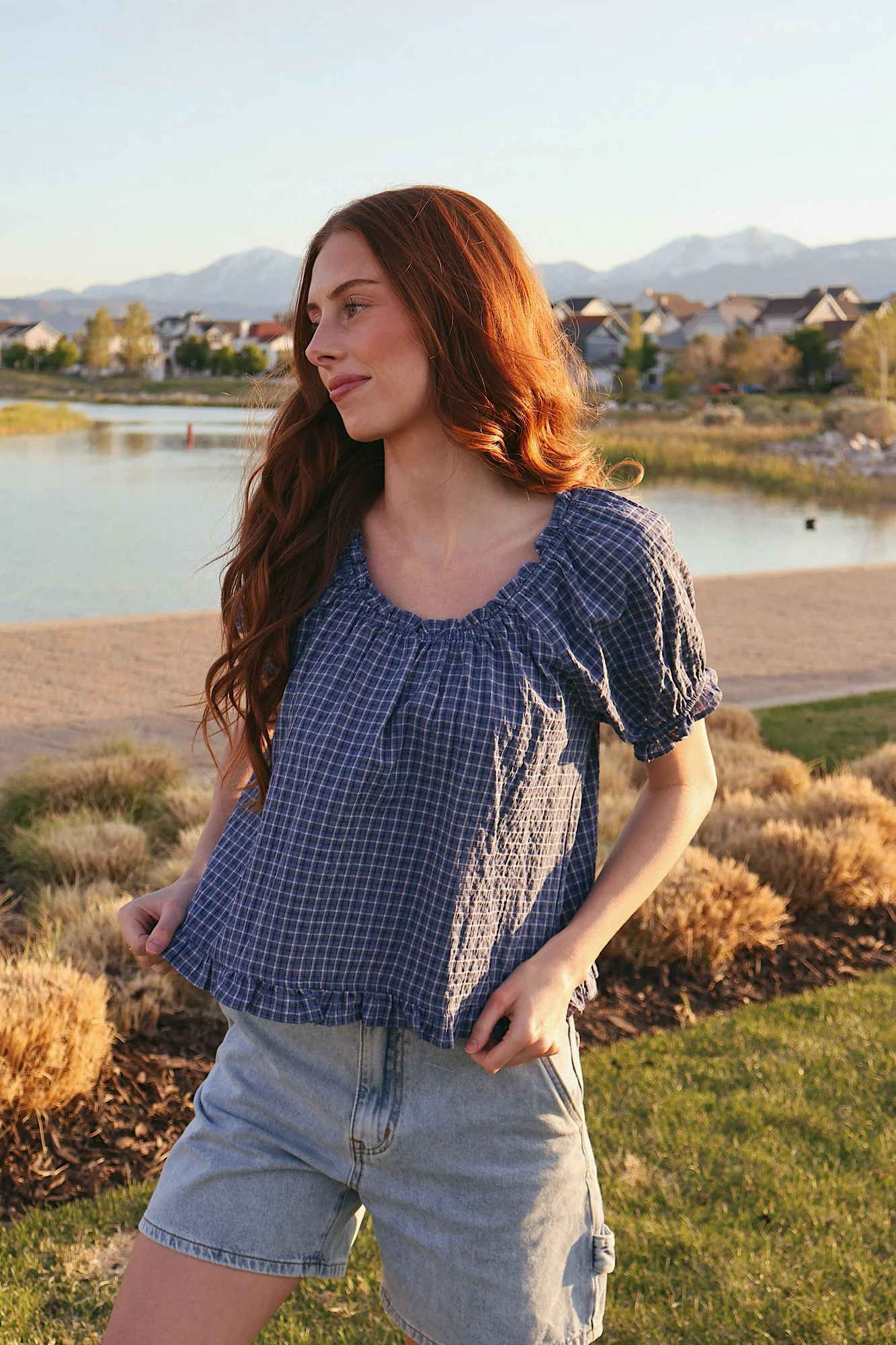 Bonnie Seersucker Plaid Blouse - Image 10