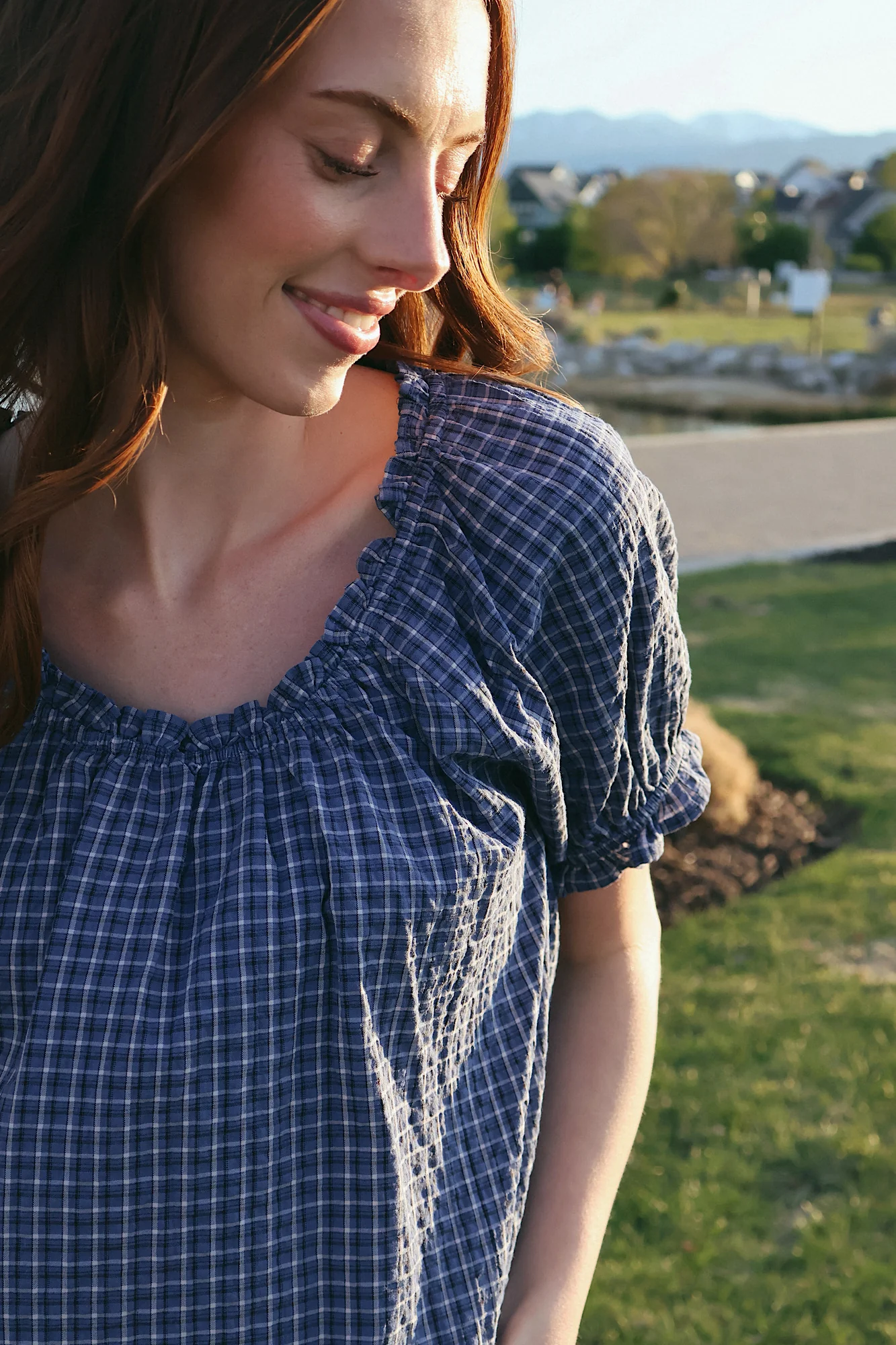 Bonnie Seersucker Plaid Blouse - Image 11