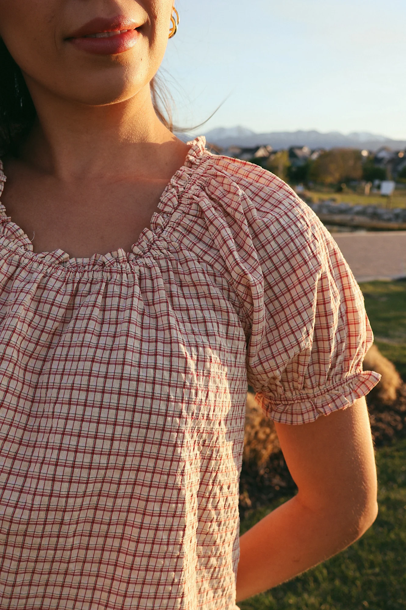 Bonnie Seersucker Plaid Blouse - Image 4