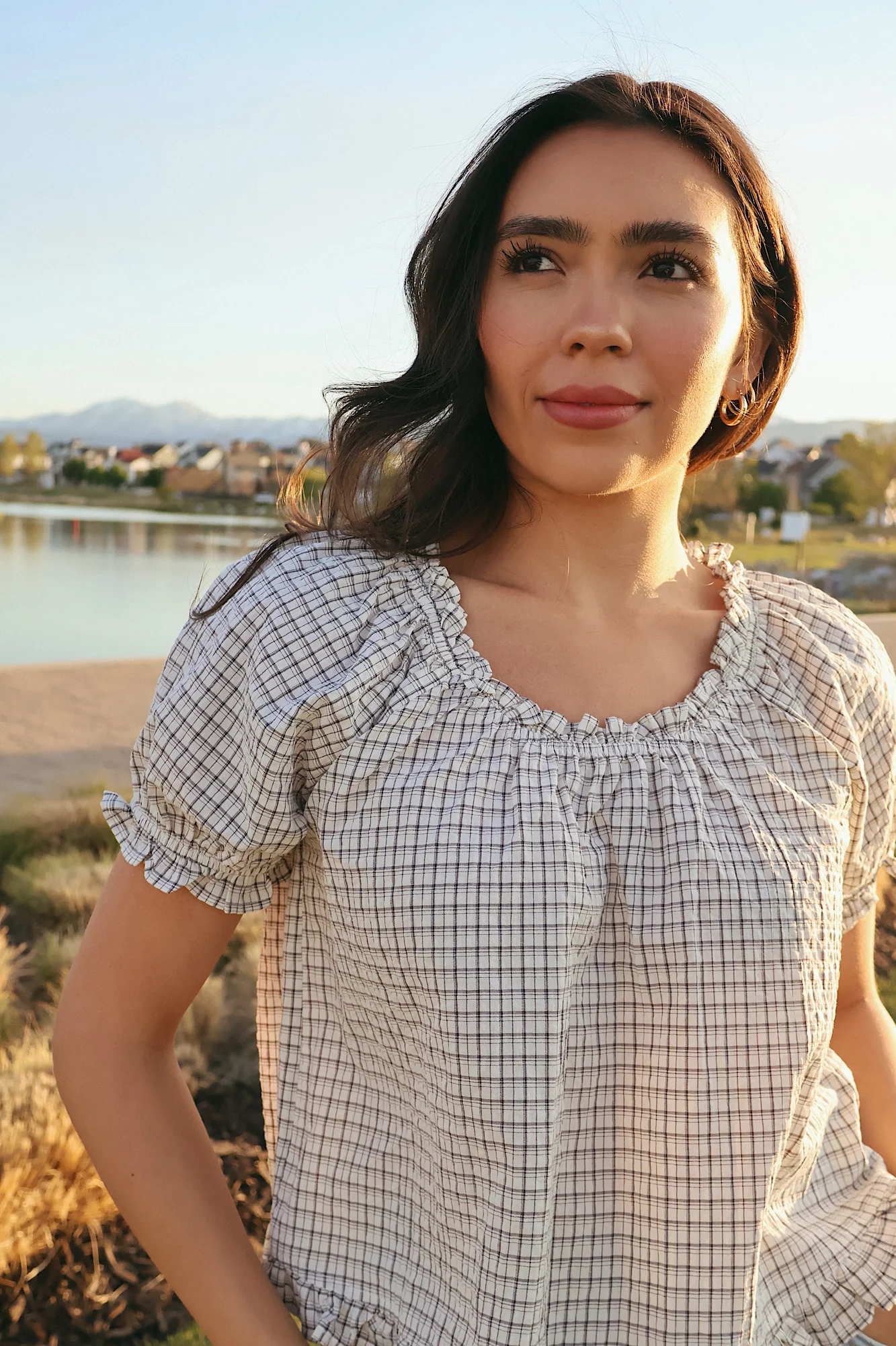 Bonnie Seersucker Plaid Blouse - Image 7