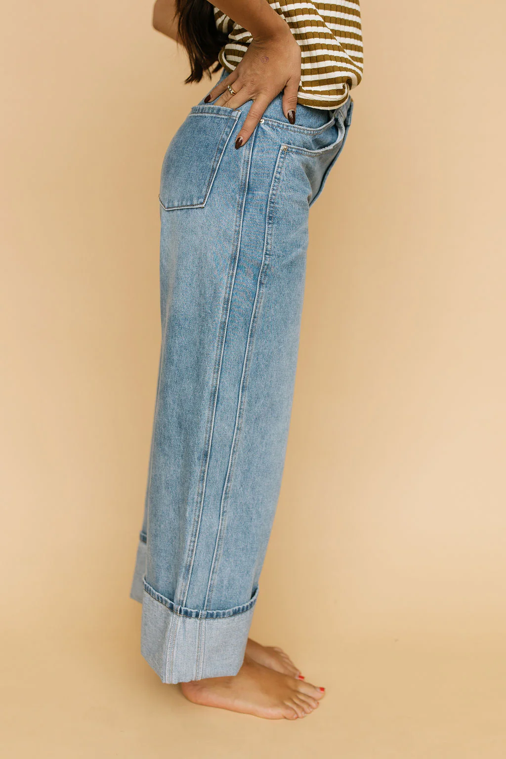 Boston Cuffed Blue Jeans - Image 3