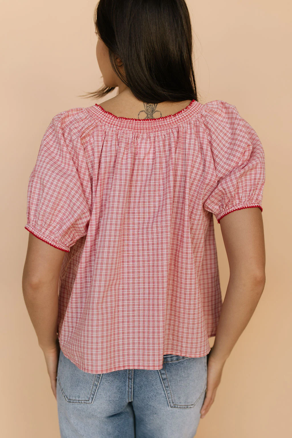 Bree Plaid Blouse in Red - Image 7