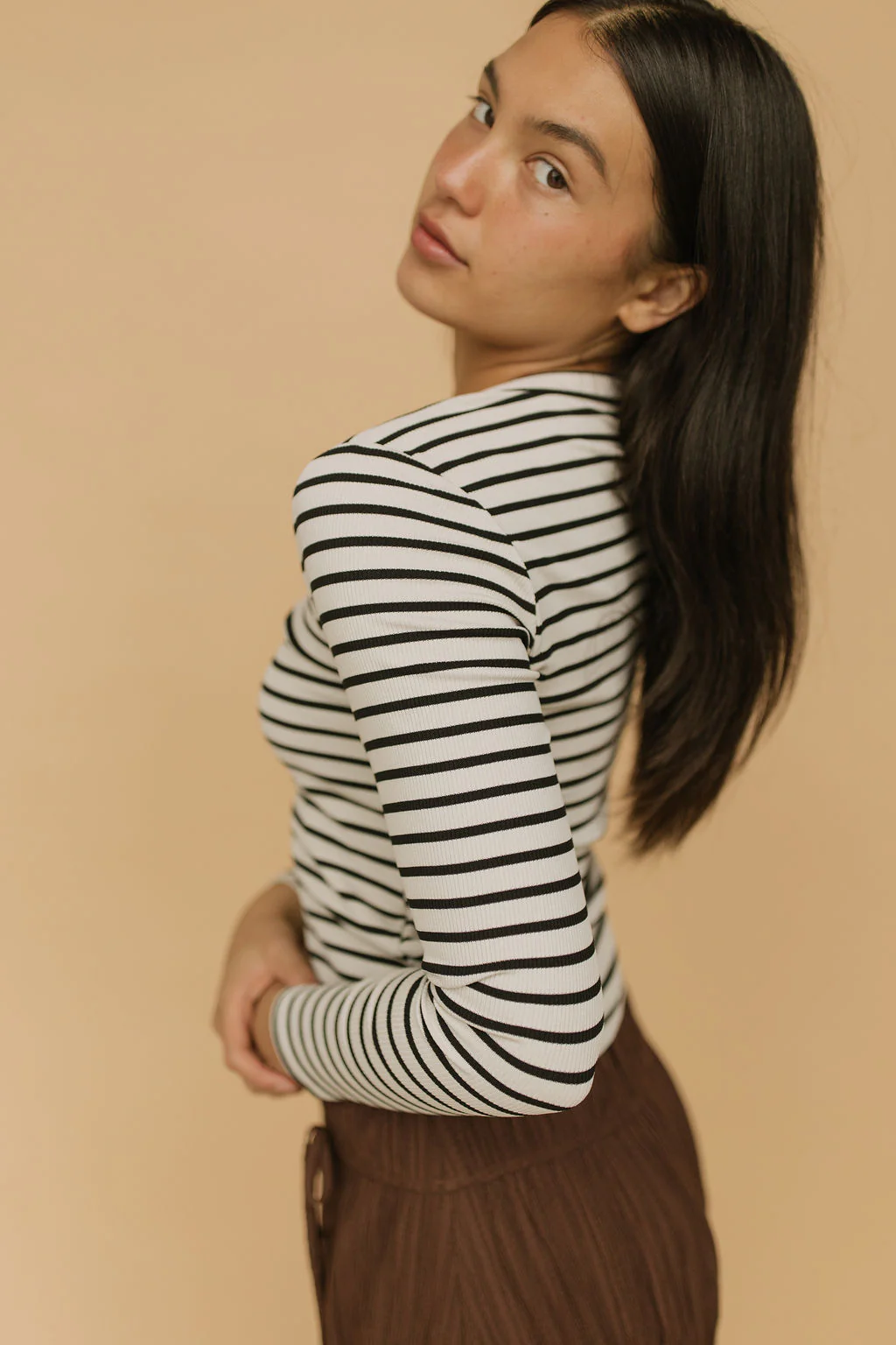 FINAL SALE - Bria Stripe Long Sleeve in Ivory - Image 2