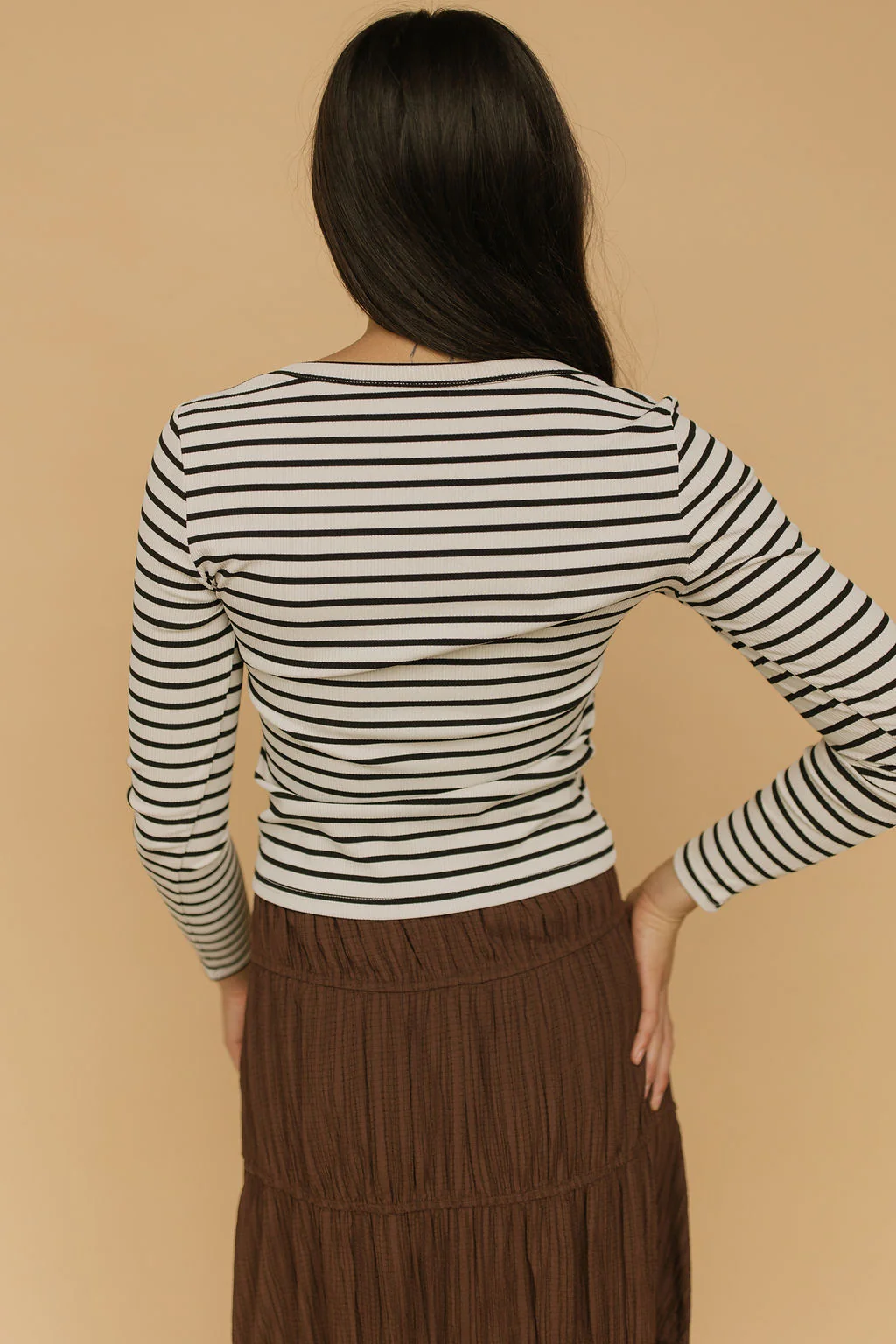 FINAL SALE - Bria Stripe Long Sleeve in Ivory - Image 4