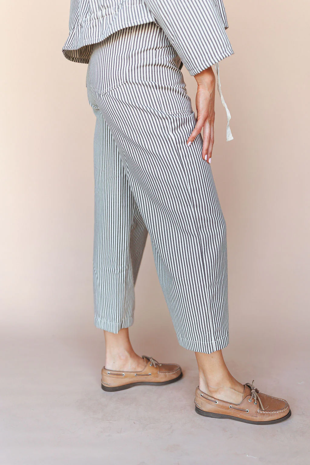FINAL SALE - Casey Pinstripe Pants in Mocha - Image 3