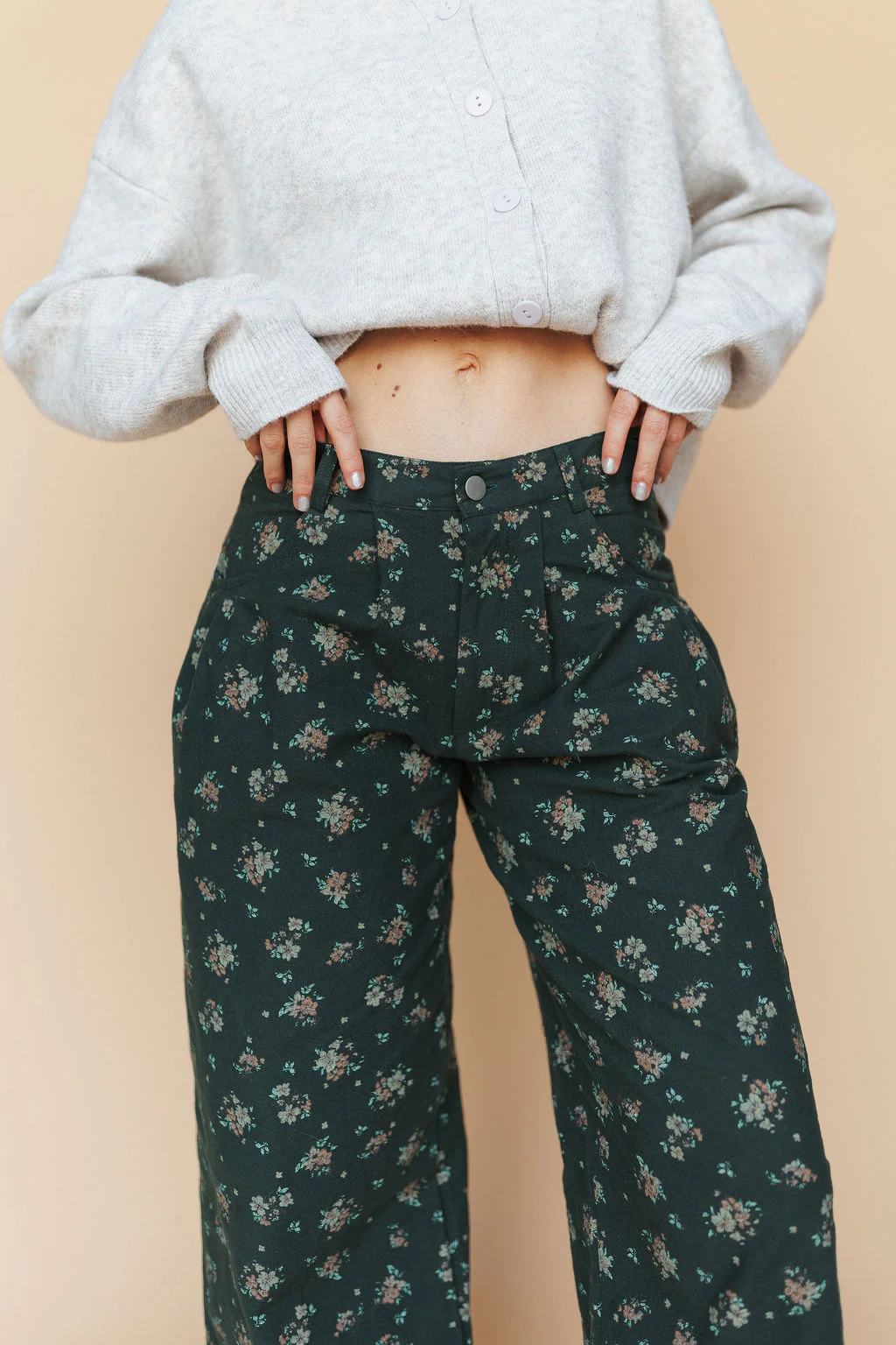 Charlie Floral Pants in Hunter Green - Image 3