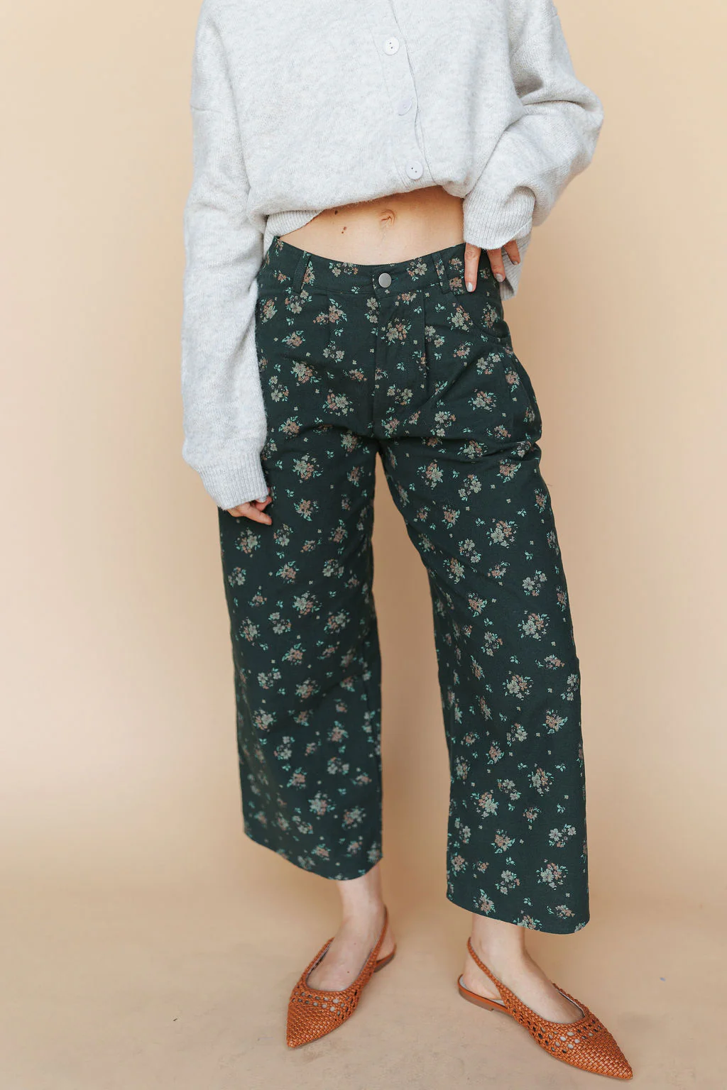 Charlie Floral Pants in Hunter Green - Image 4