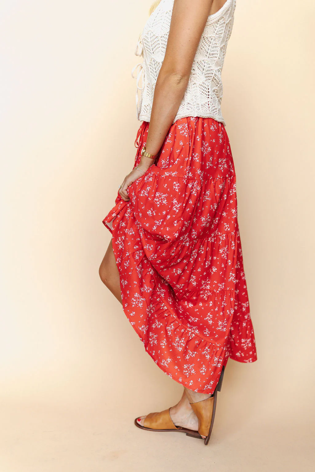 FINAL SALE - Cherry Blossom Maxi Skirt in Red - Image 5