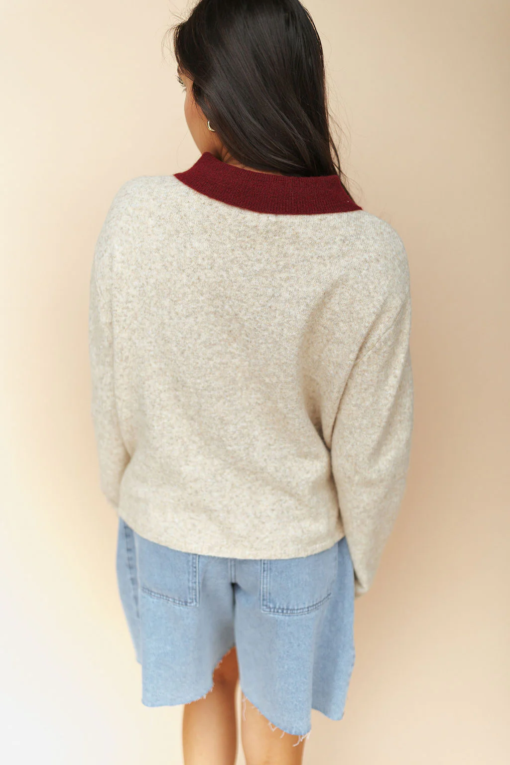 Colbie Polo Sweater in Latte - Image 2
