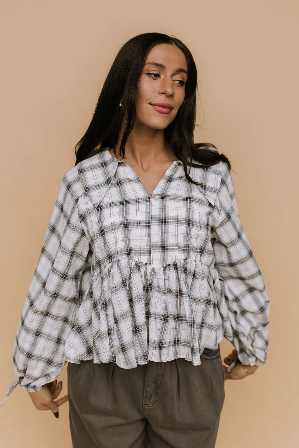 FINAL SALE - Corinne Plaid Peplum - Image 3