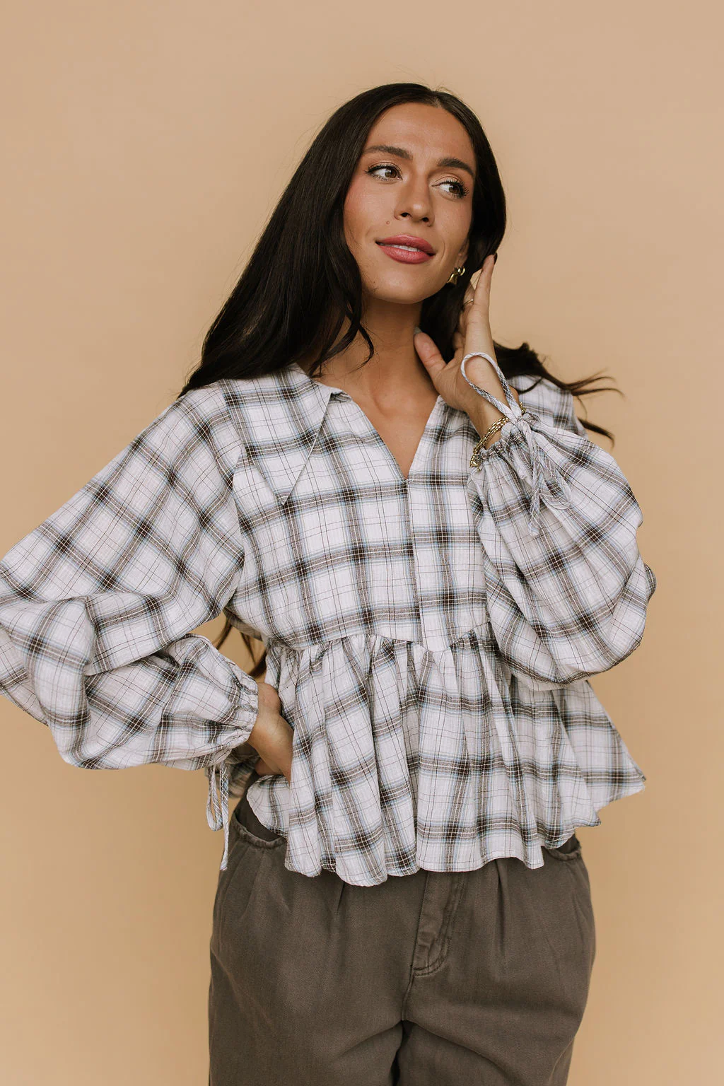 FINAL SALE - Corinne Plaid Peplum - Image 4