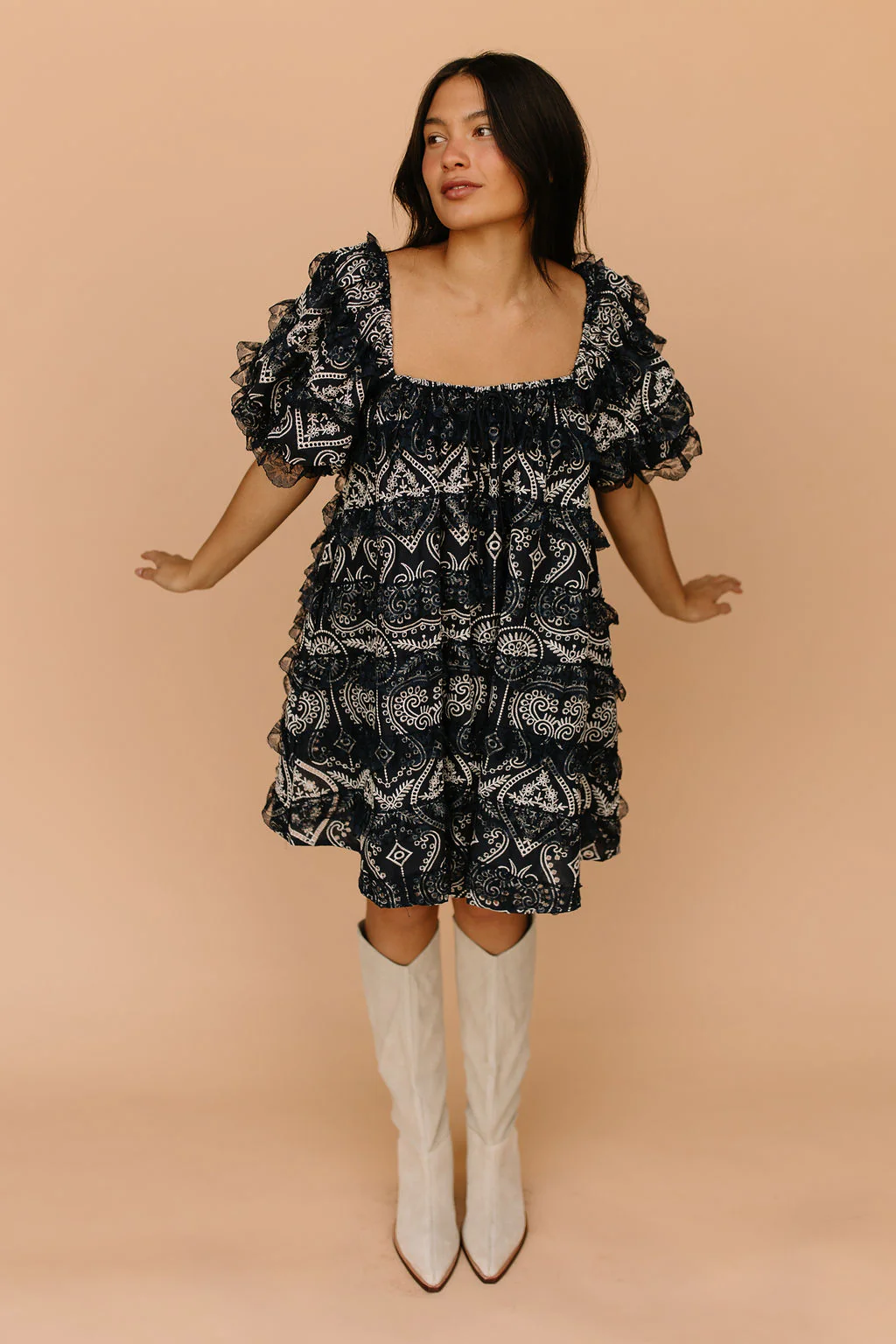 FINAL SALE - Creme Brulace Dress in Navy