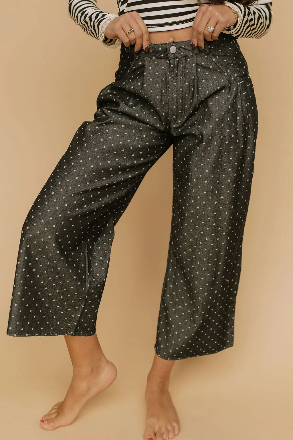 FINAL SALE - Denim Dot Pants in Black