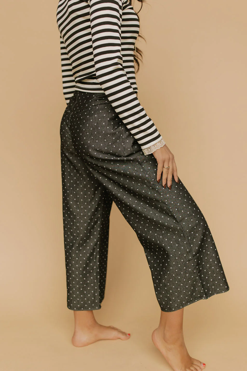 FINAL SALE - Denim Dot Pants in Black - Image 3