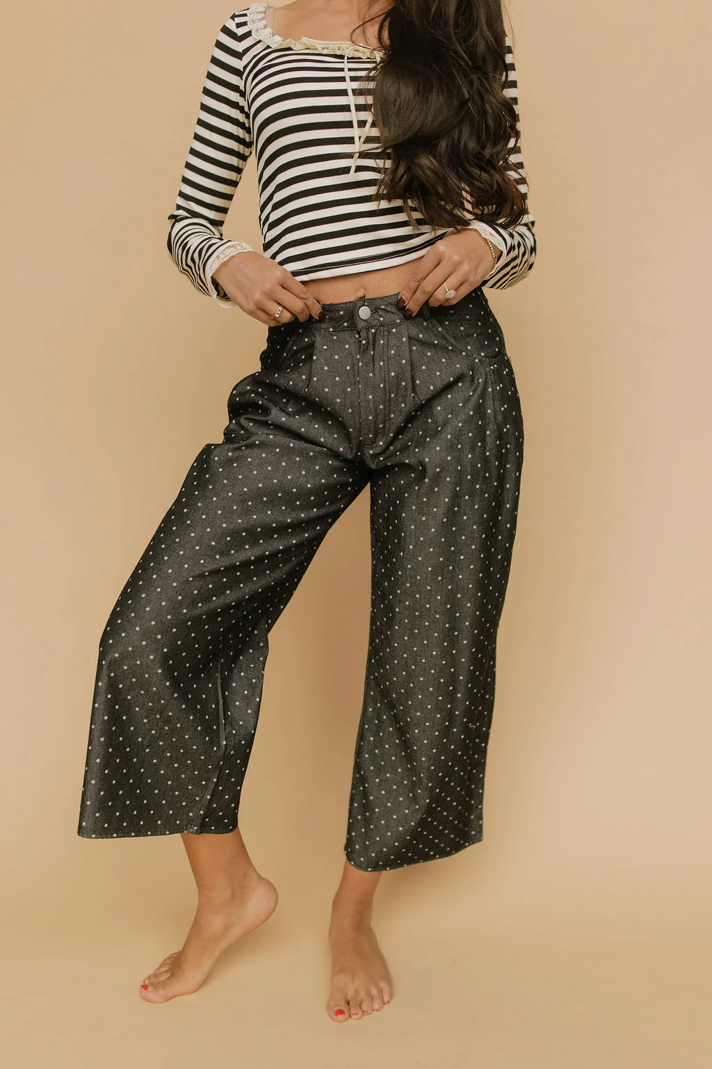 FINAL SALE - Denim Dot Pants in Black - Image 4