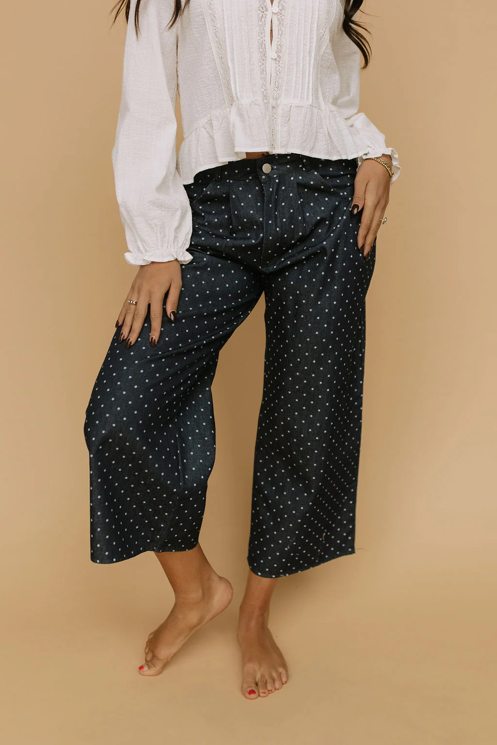 FINAL SALE - Denim Dot Pants in Blue