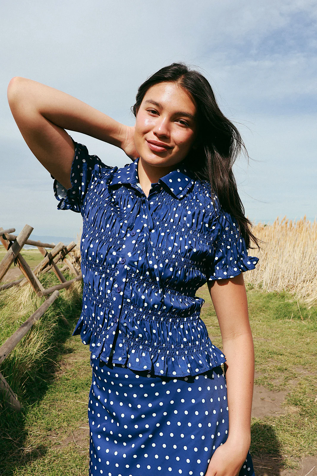 Dot Noir Smocked Top - Image 2