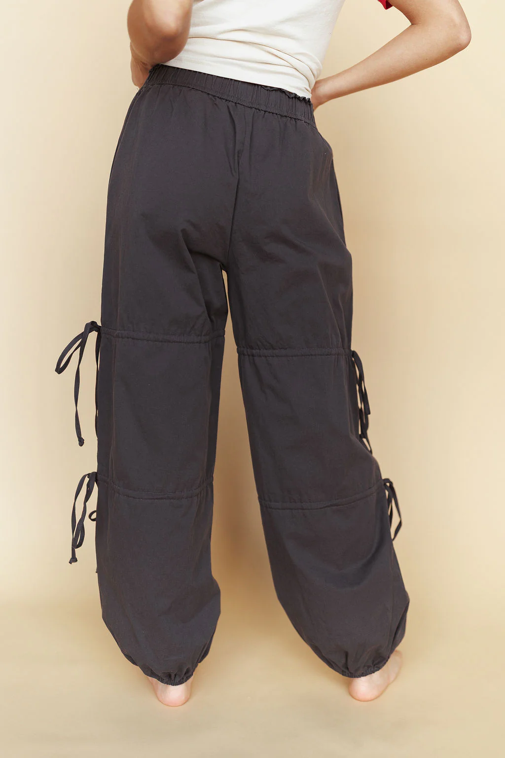 Downtown Side Tie Jogger Pants in Charcoal - Image 4