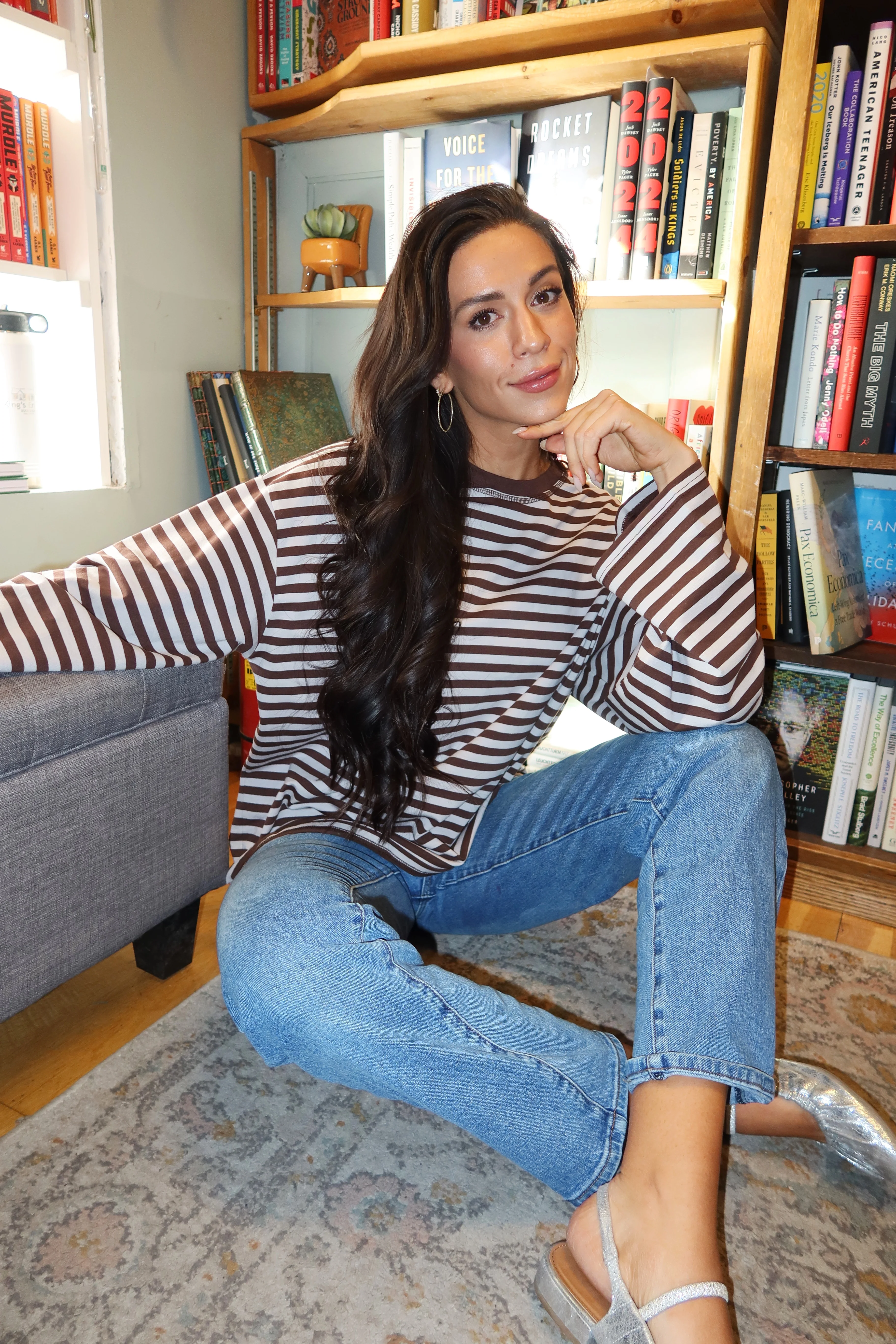 FINAL SALE - Elias Stripe Top in Grey - Image 2