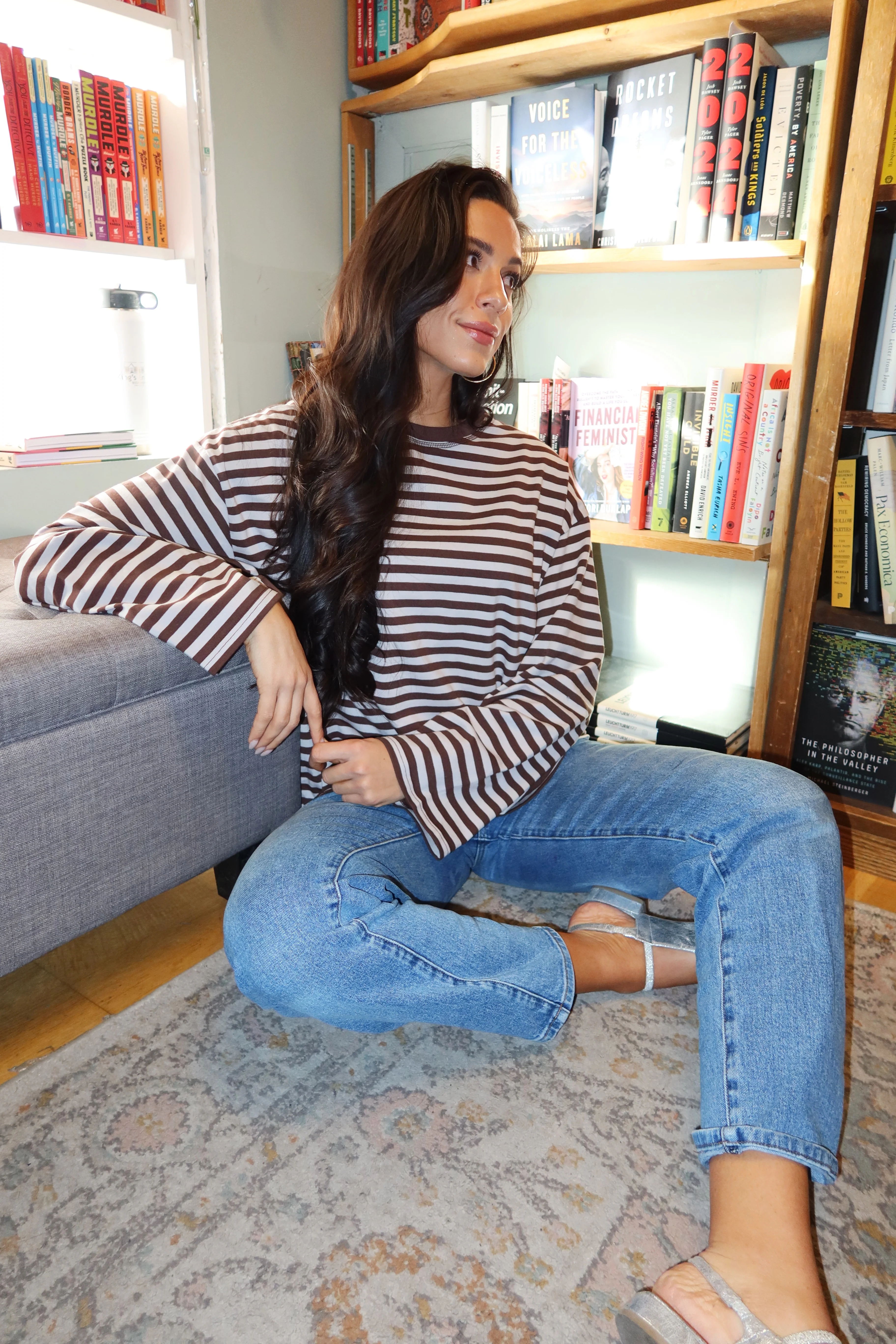 FINAL SALE - Elias Stripe Top in Grey - Image 5