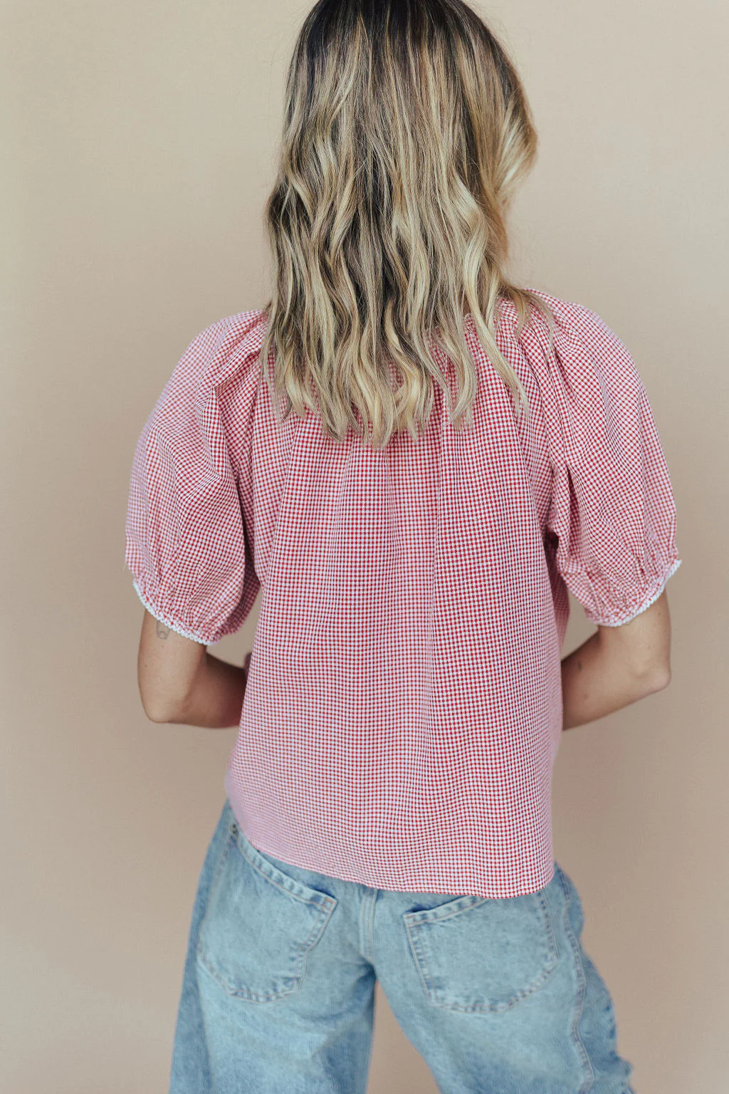 Eliza Gingham Blouse In Red - Image 5