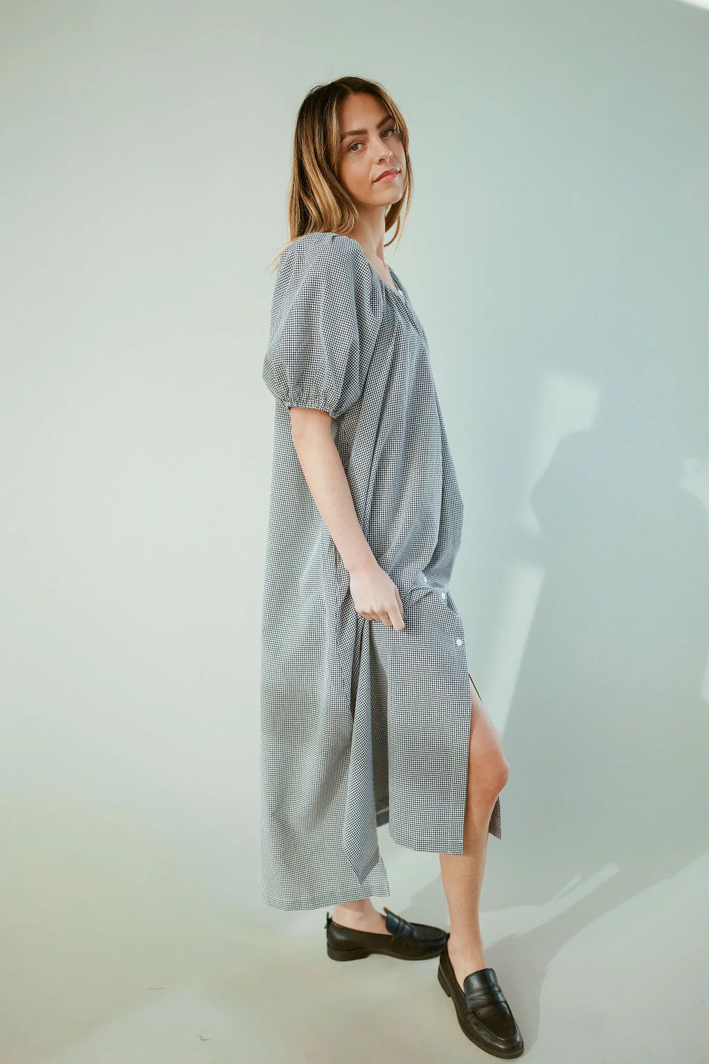 Eliza Gingham Maxi Dress in Black - Image 6