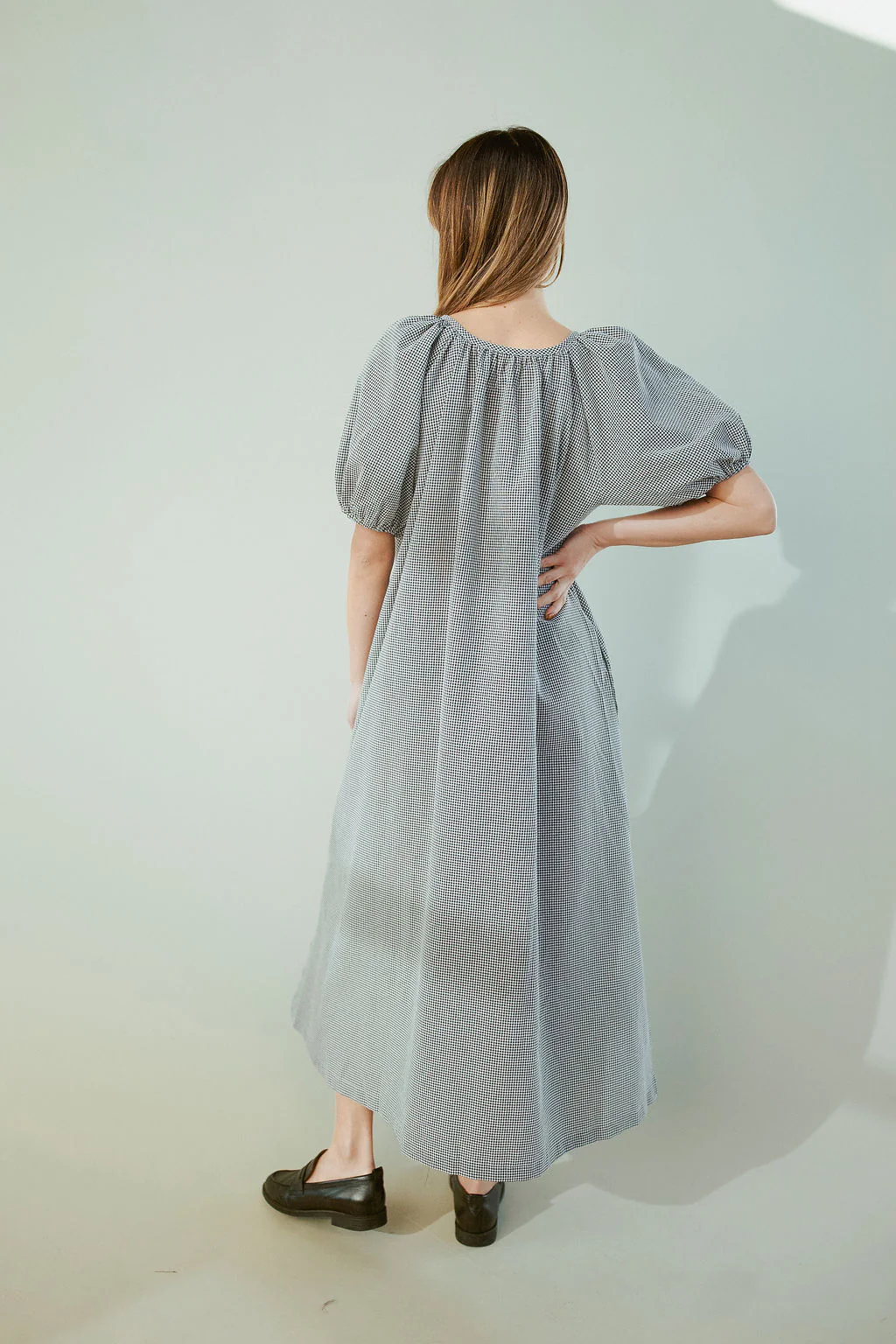 Eliza Gingham Maxi Dress in Black - Image 7