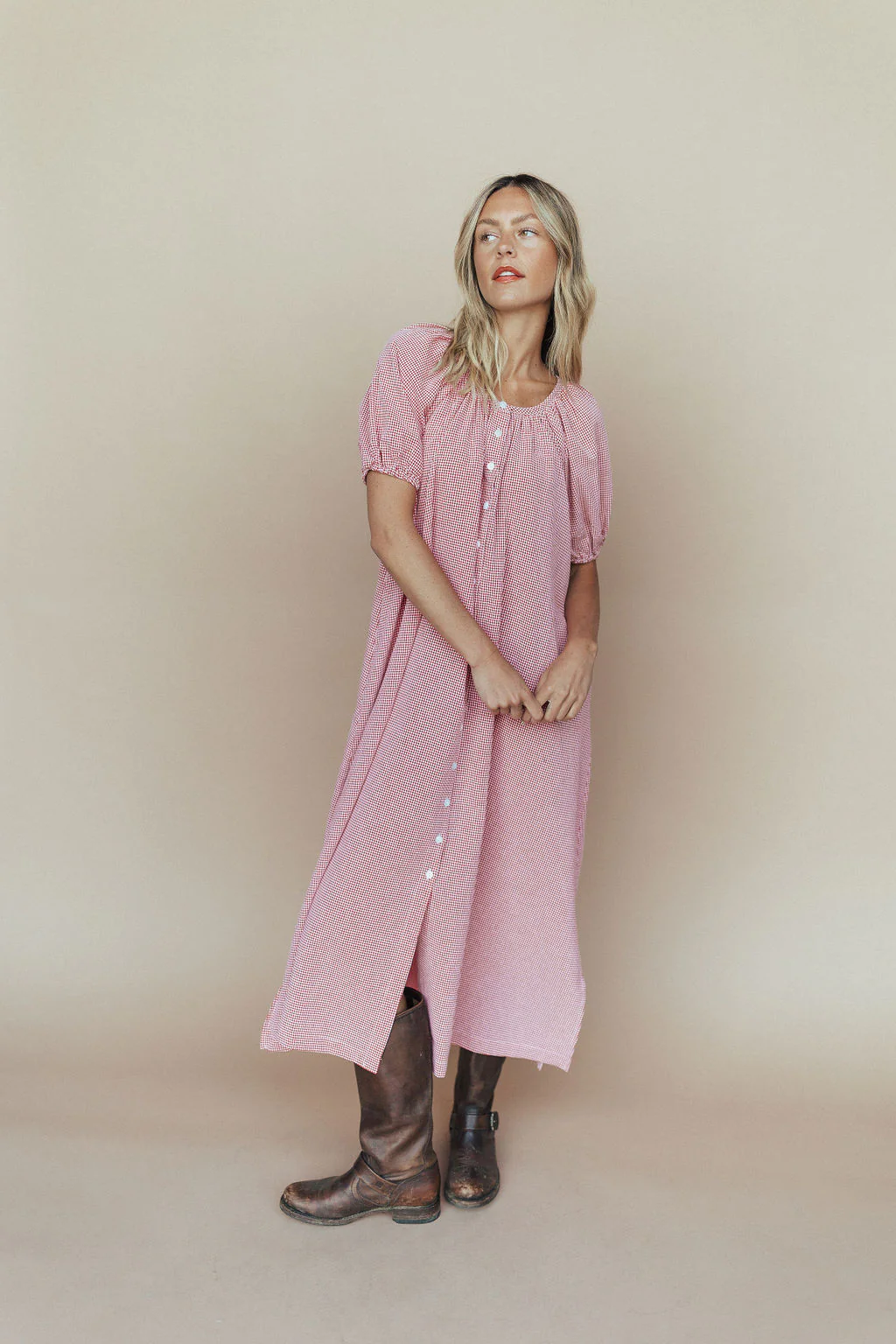 Eliza Gingham Maxi Dress in Red - Image 4