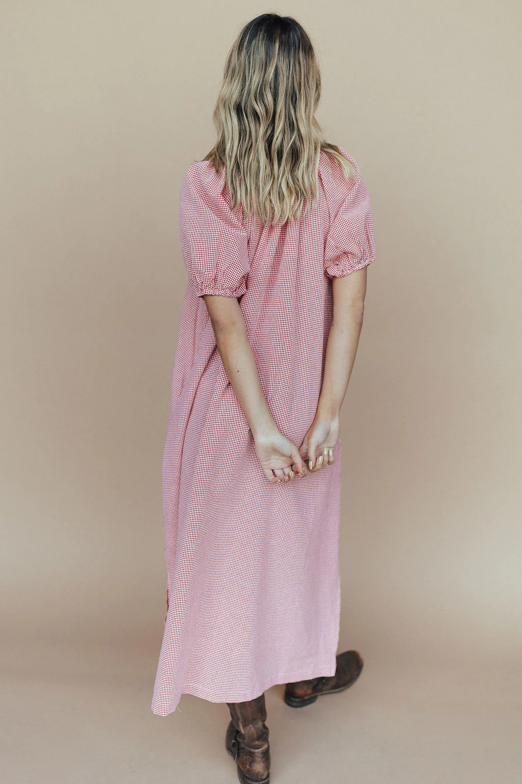 Eliza Gingham Maxi Dress in Red - Image 8