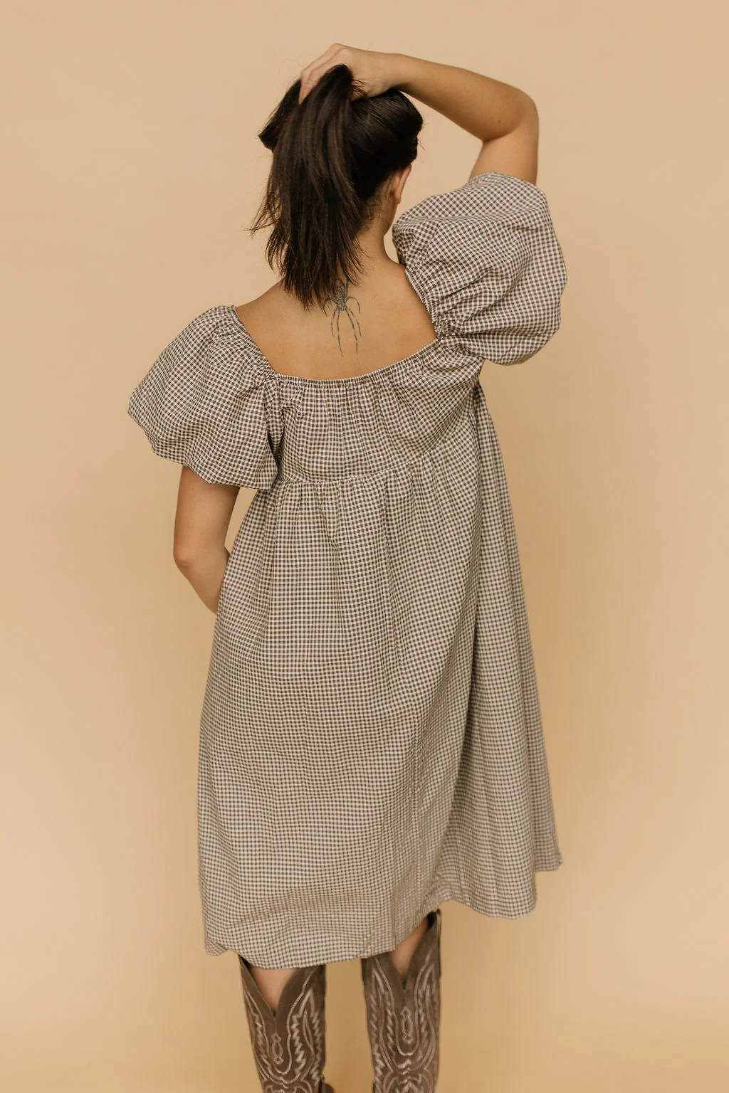 Elora Gingham Midi in Brown - Image 3