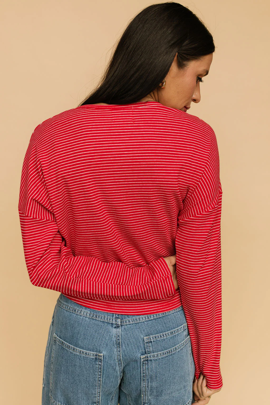 Elsie Pinstripe Top in Red - Image 5