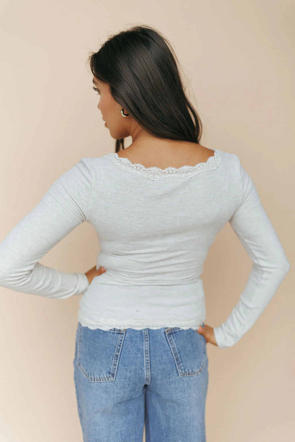 FINAL SALE - Emmie Lace Top in Oatmeal - Image 4