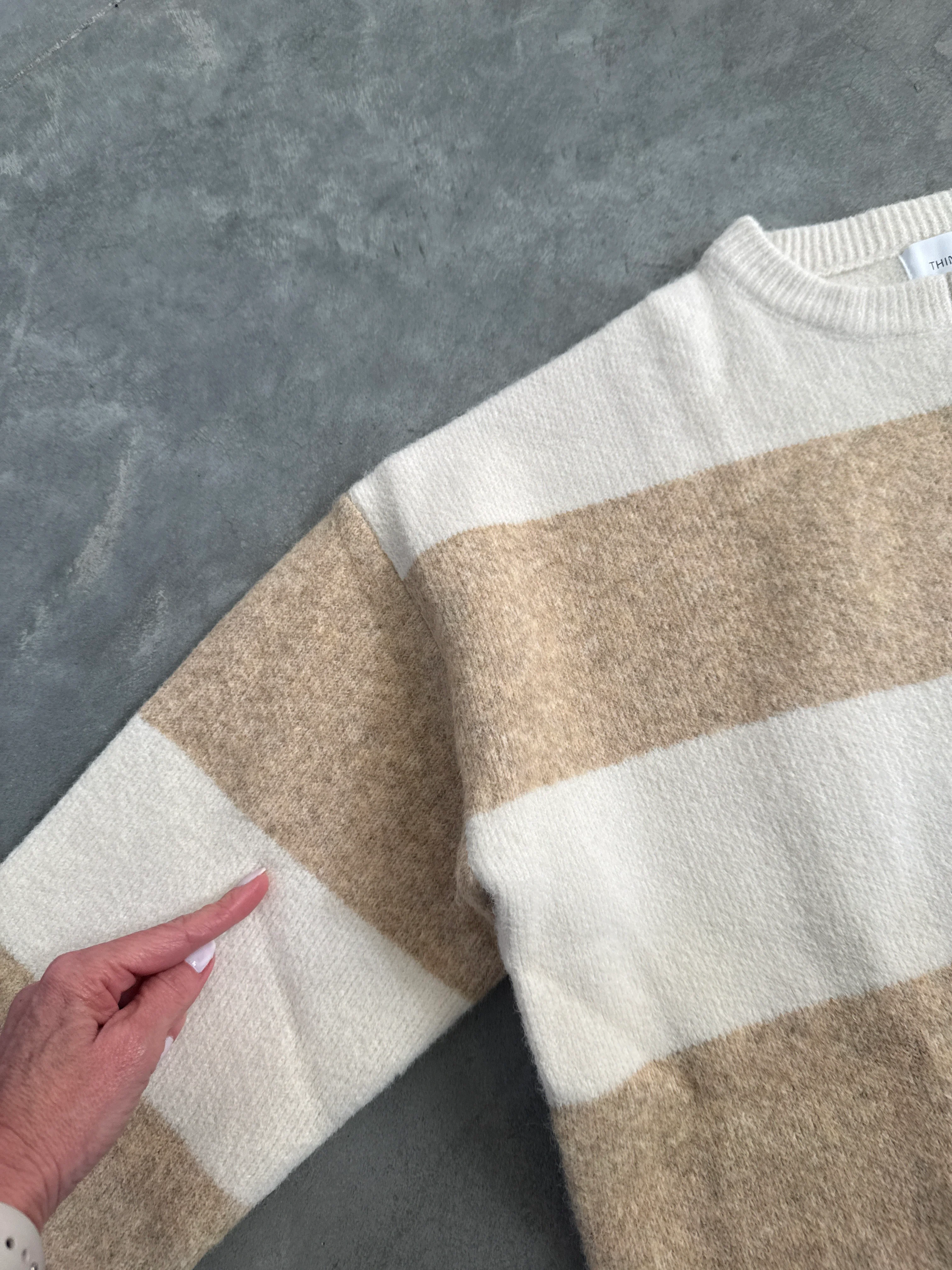 FINAL SALE - FLAWED Jace Stripe Cardigan in Cream - Small - Image 2