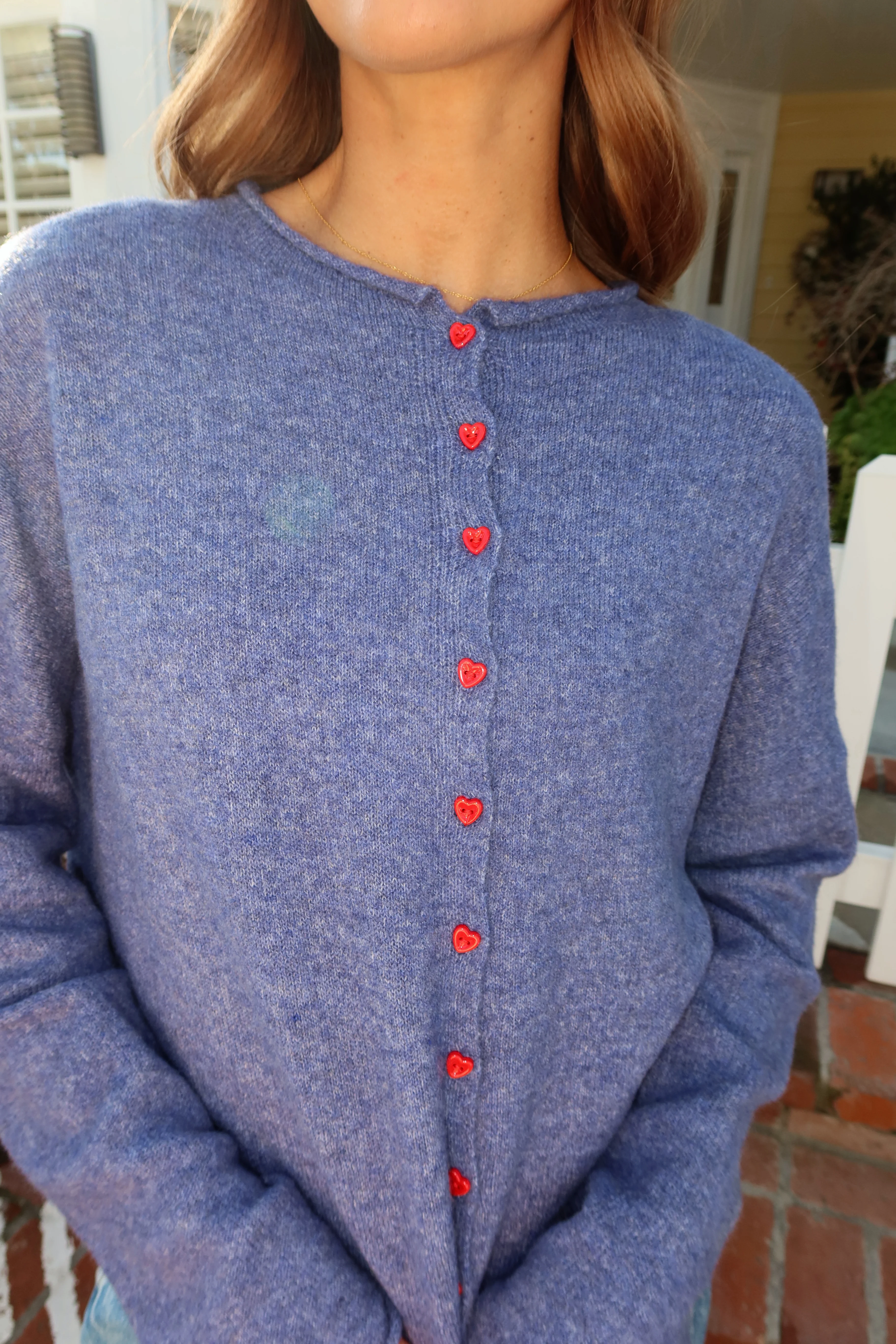 FINAL SALE - Piper HEART Cardigan in Denim Blue - Image 2