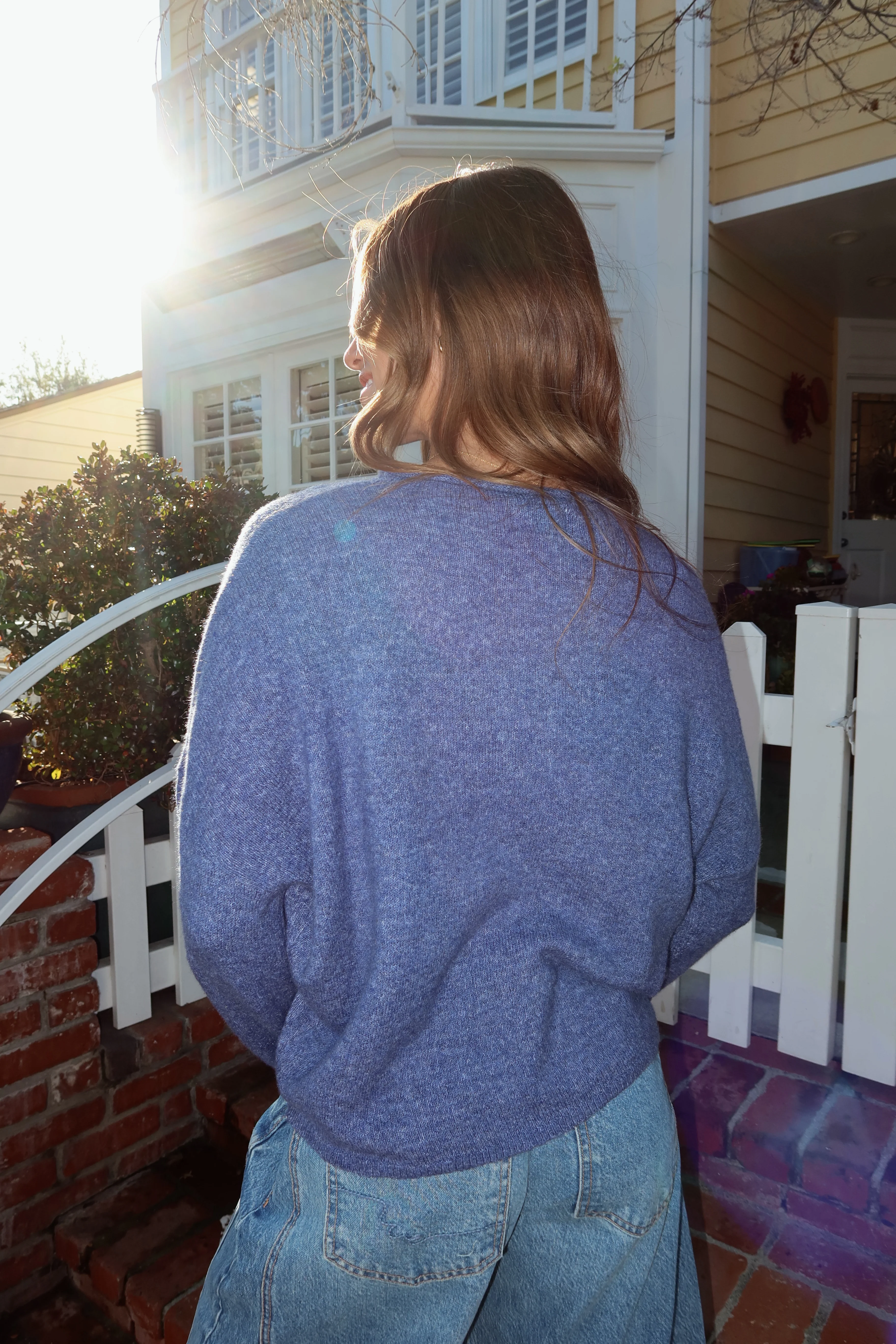 FINAL SALE - Piper HEART Cardigan in Denim Blue - Image 4
