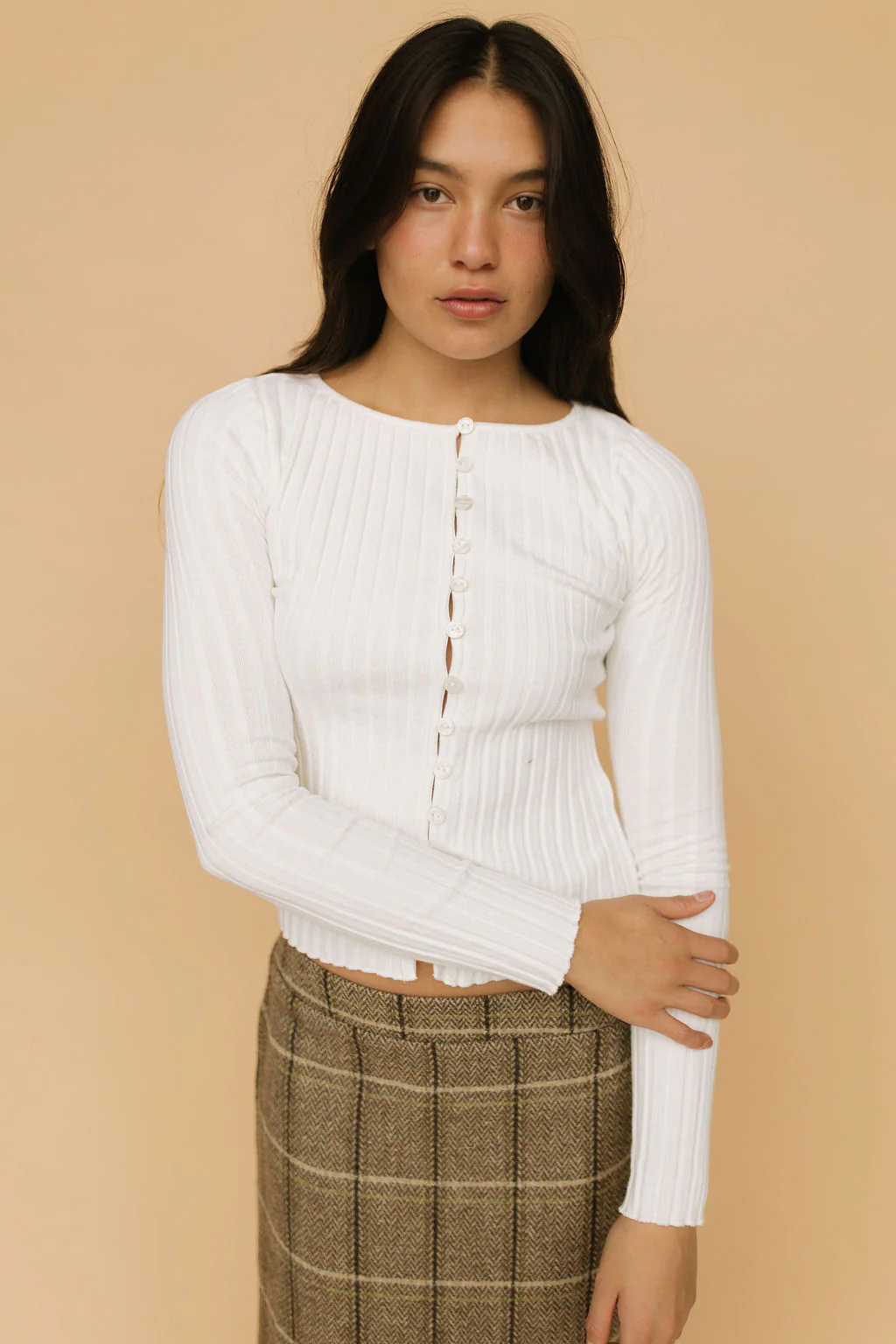 FINAL SALE - Free People Tilly Long Sleeve Cardi in Ivory