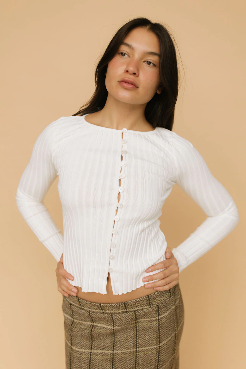 FINAL SALE - Free People Tilly Long Sleeve Cardi in Ivory - Image 2