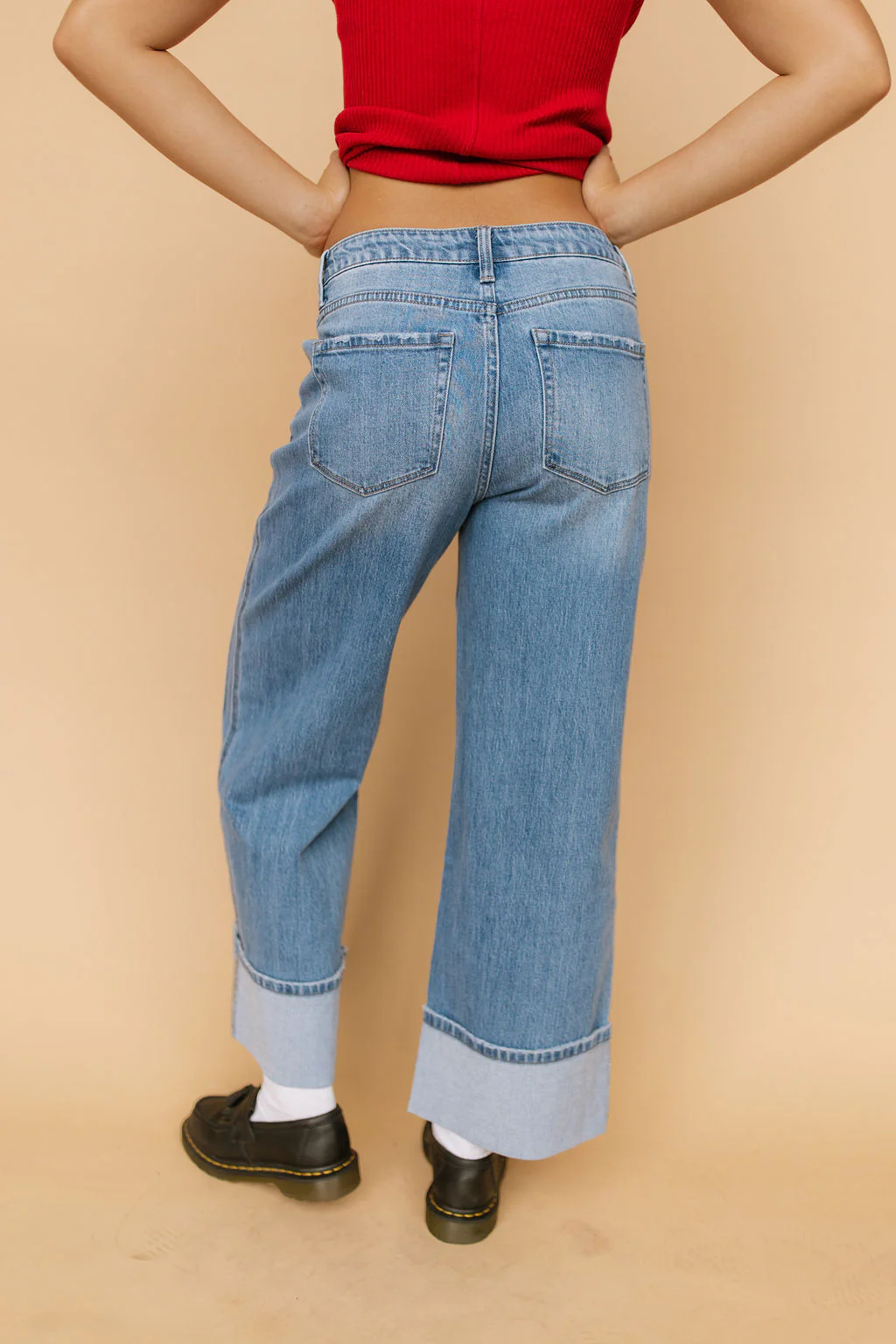 FINAL SALE - Greer Wide Leg Cuffed Jeans - Image 4