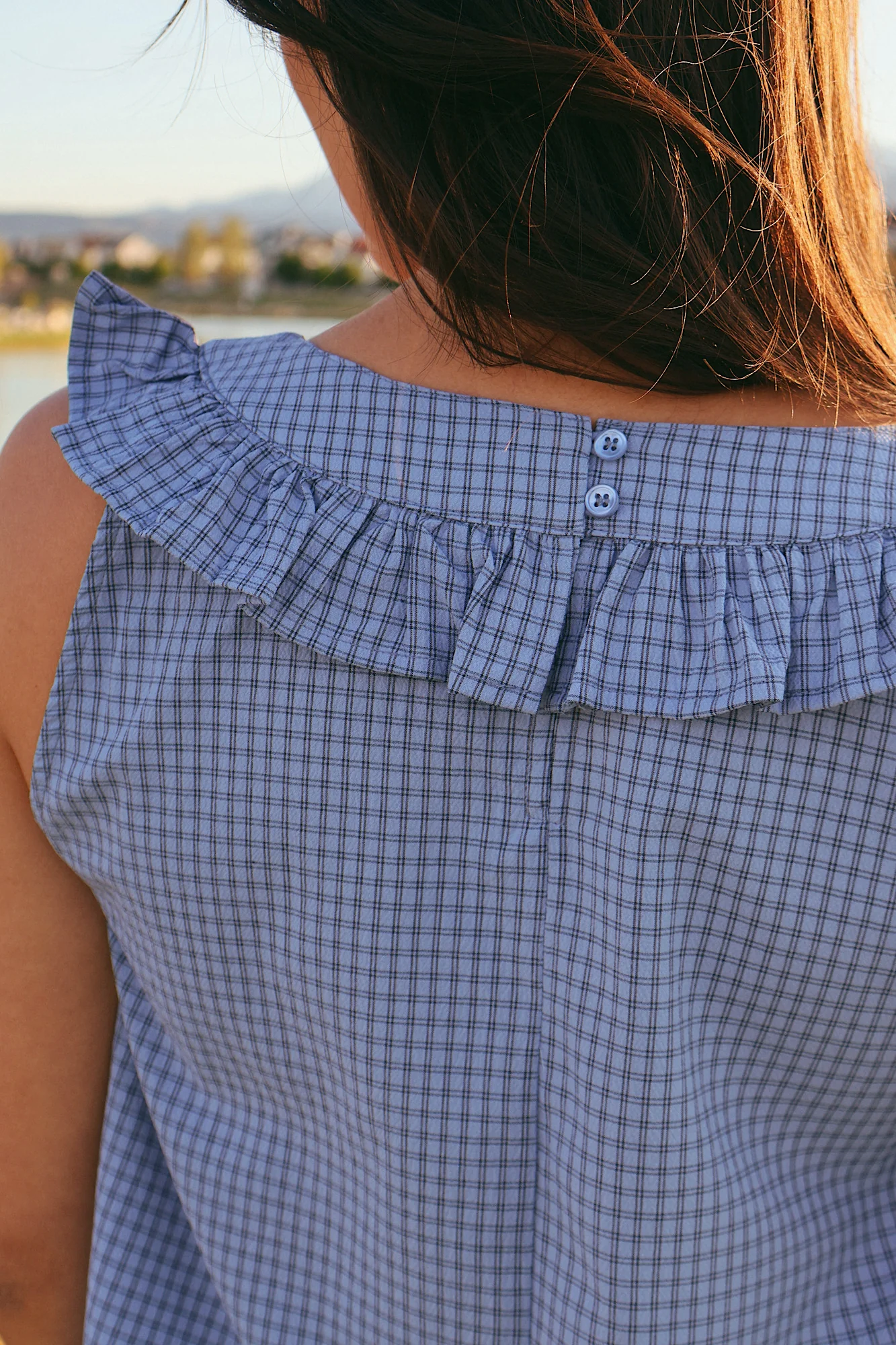 Gwen Checkered Tank in Blue - Image 5