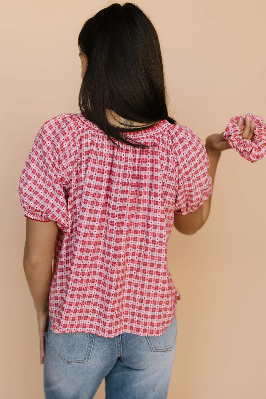 Gwen Gingham Heart Blouse in Red - Image 6
