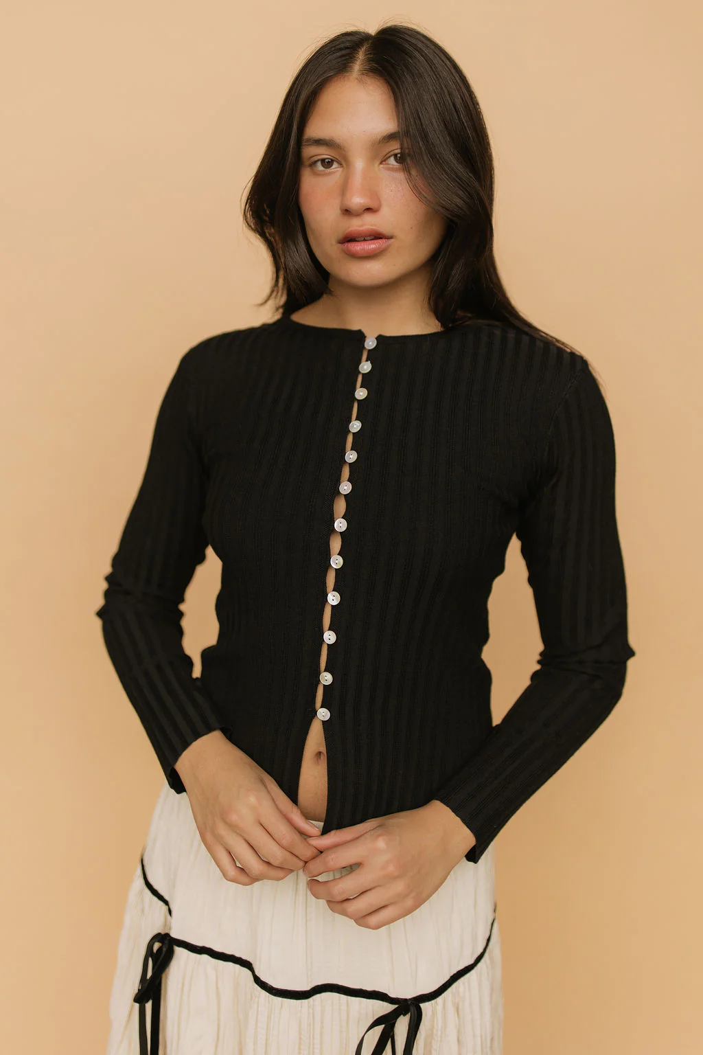 FINAL SALE - Indy Ribbed Cardigan in Black