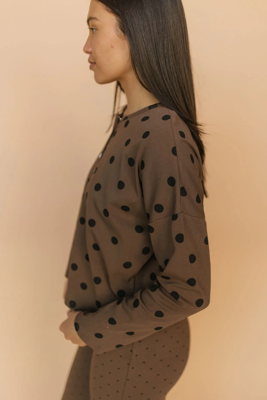 FINAL SALE - Isabel Polkadot Cardigan in Brown - Image 3