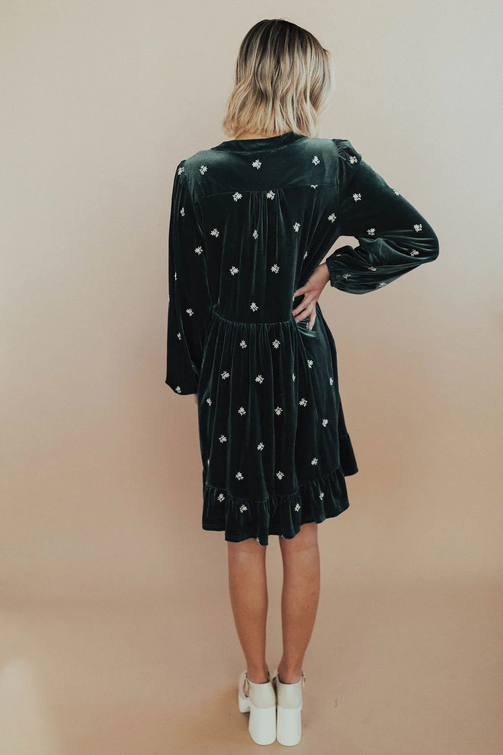 FINAL SALE - Jewel Velvet Dress in Teal - Image 6