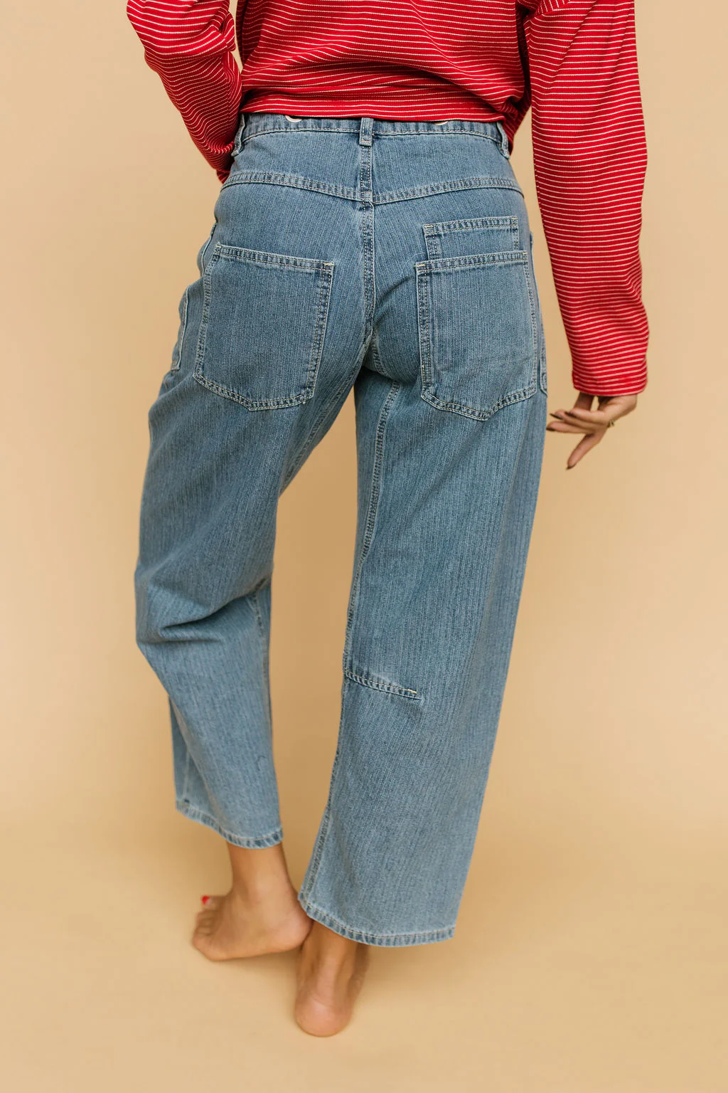 Joey Barrel Jeans in Medium Stripe - Image 2