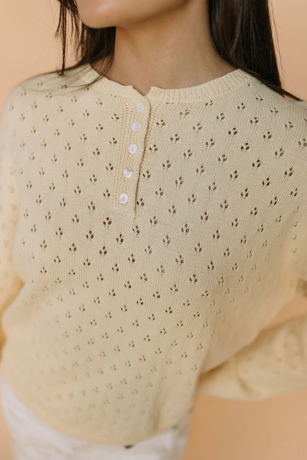 Jules Pointelle Sweater in Buttercup - Image 3