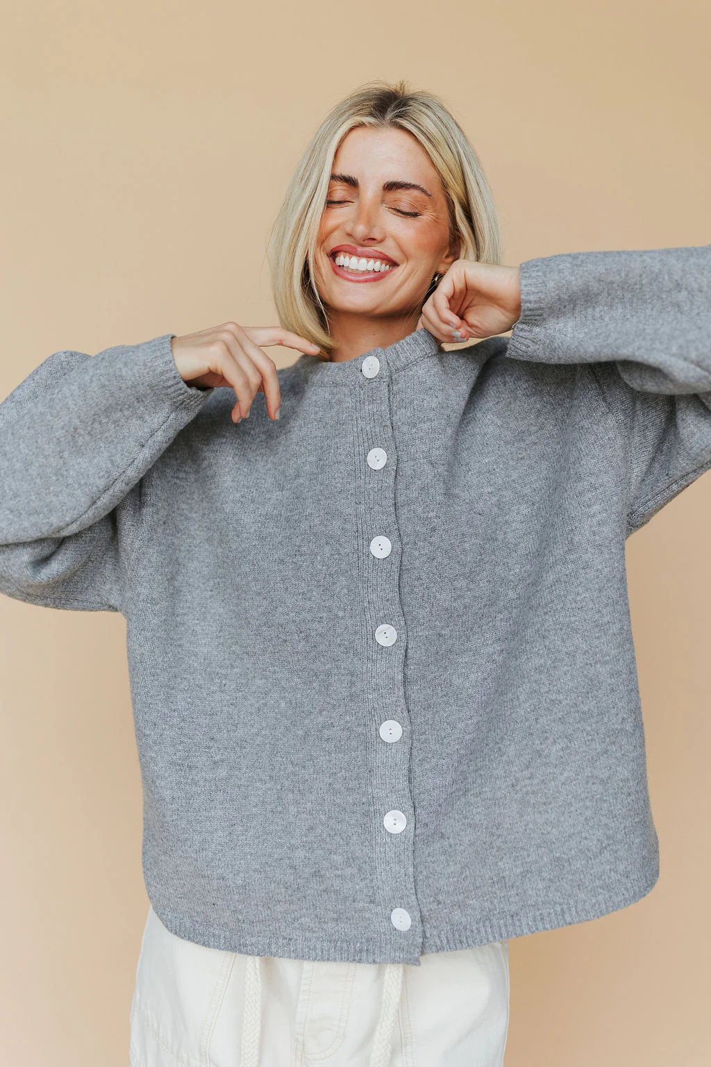Julia Cardigan in Heather Grey - Image 3